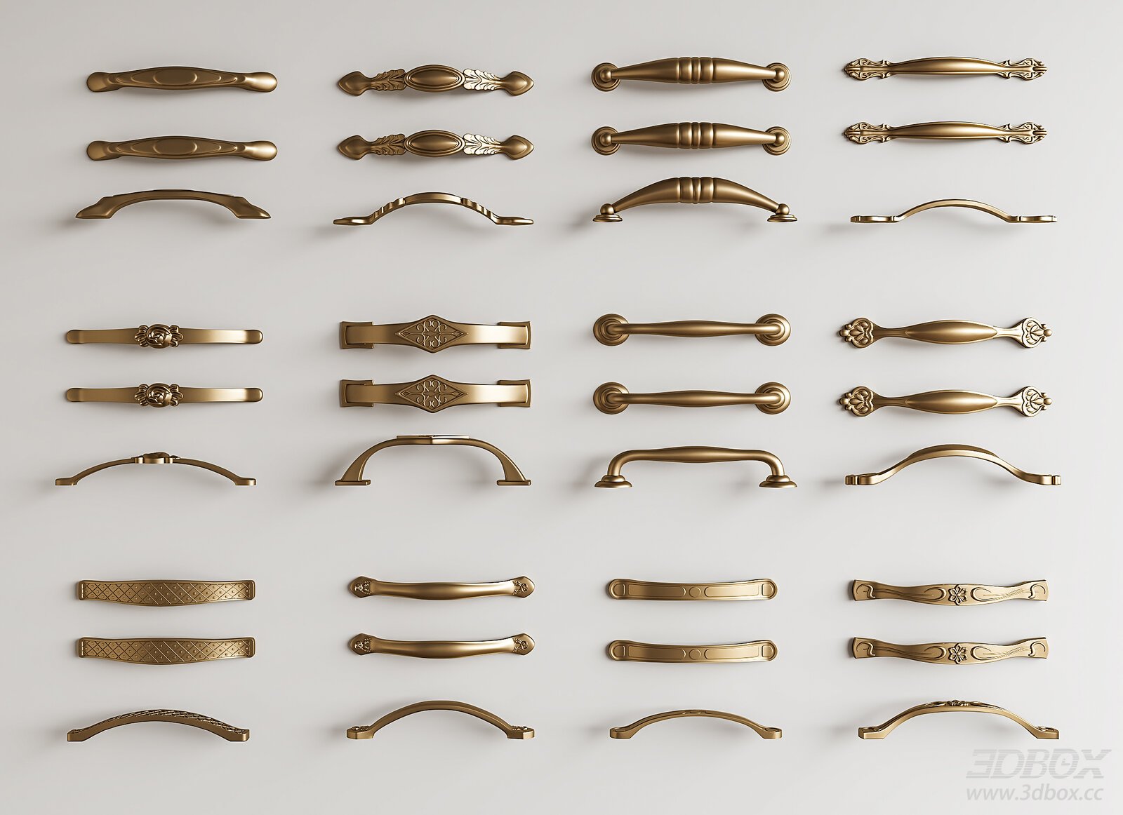Vintage French Brass Cabinet Handles Set