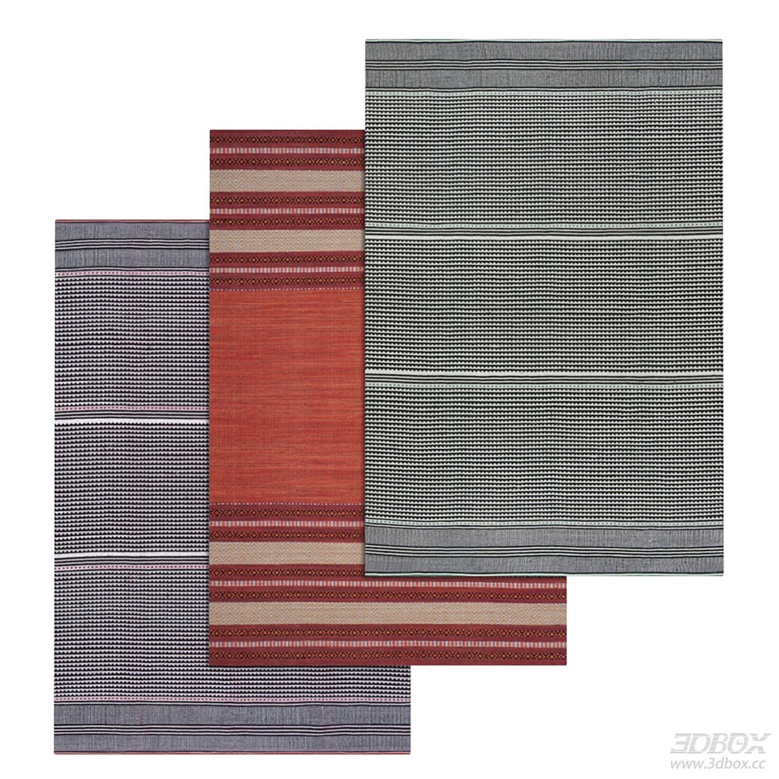 Striped Woven Carpet Set