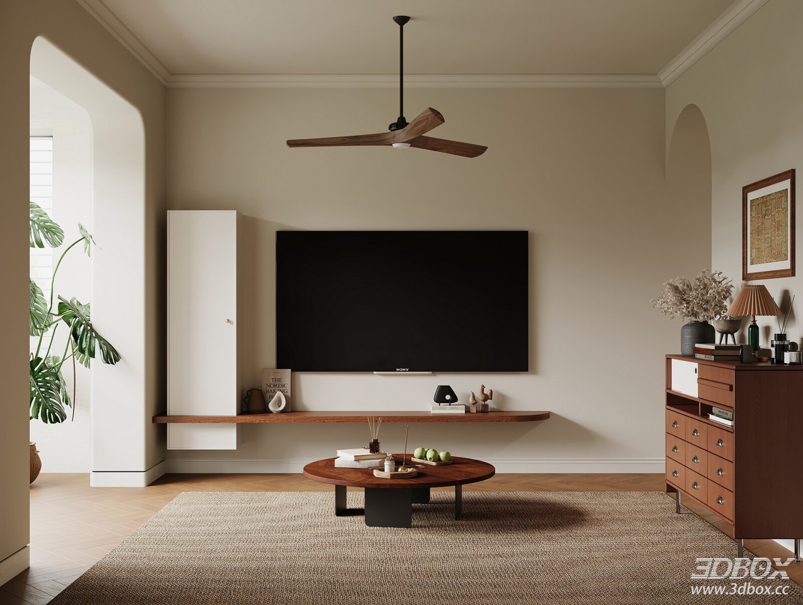 Mid Century Modern Living Room Interior Scene