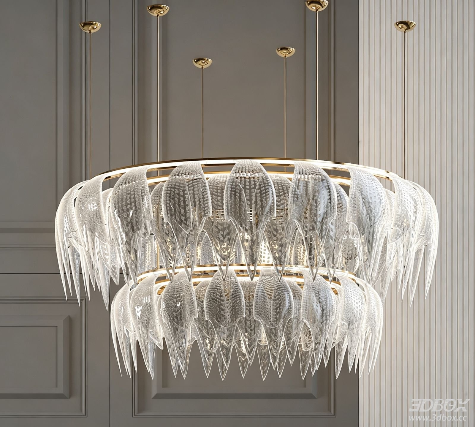 Modern Luxury Glass Brass Ceiling Chandelier