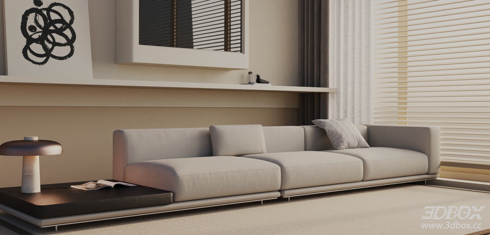 Modern 3-seater Fabric Upholstered Sofa Set