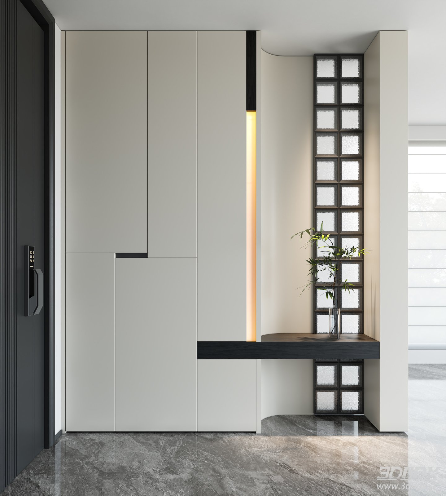 Modern Italian Minimalist Hallway Shoe Cabinet Entryway