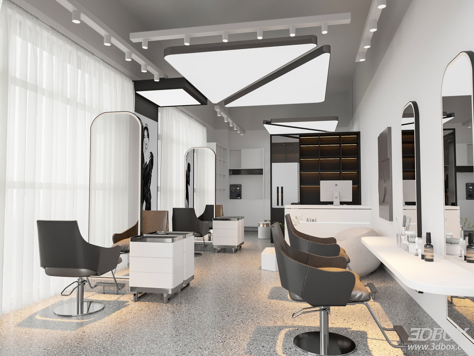 Modern Minimalist Hair Salon Beauty Parlor Interior