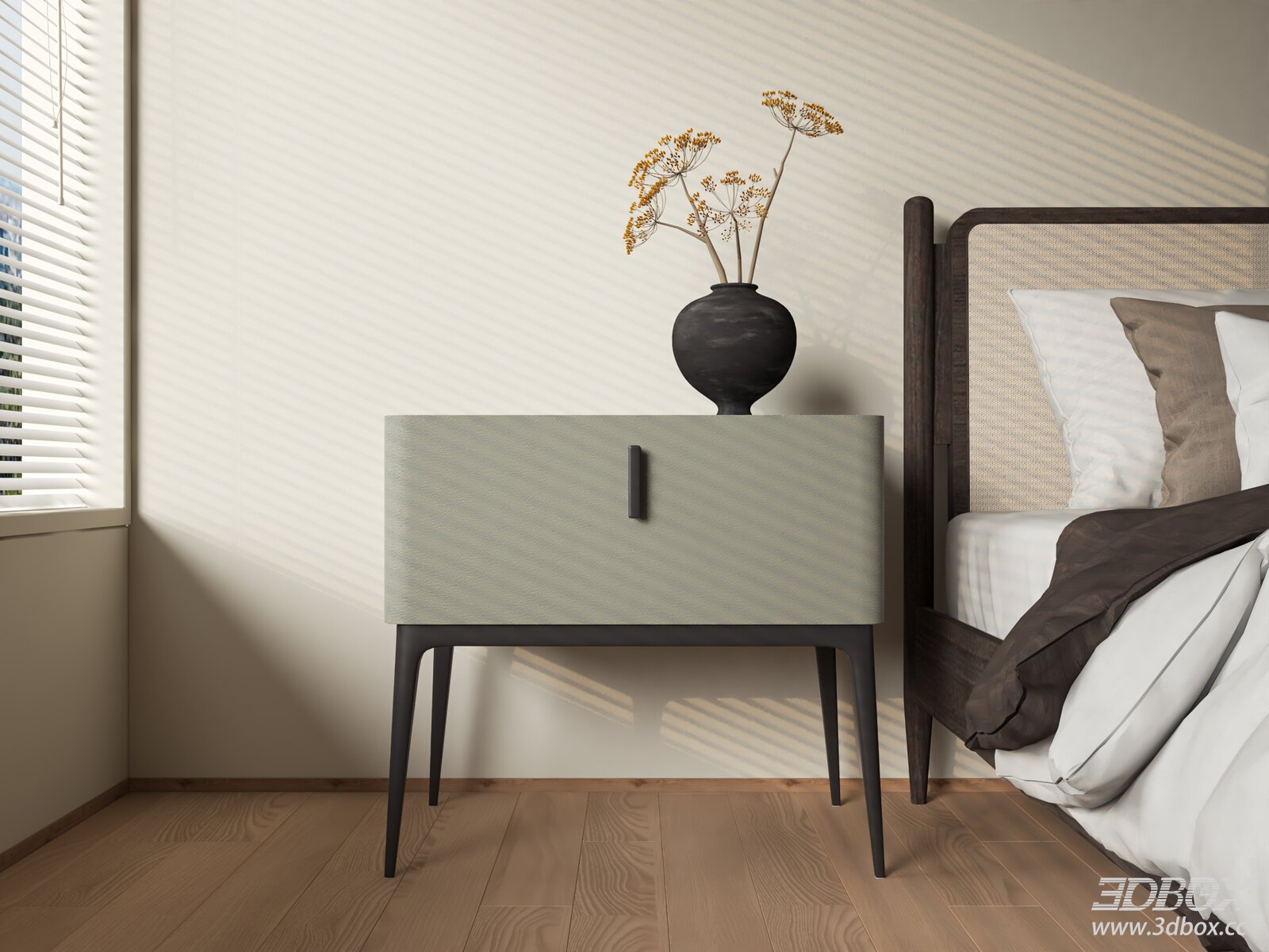 Modern Minimalist Fabric Upholstered Nightstand Side Table