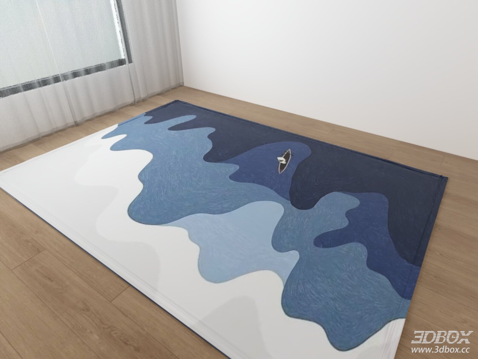 Modern Abstract Blue Ocean Pattern Carpet