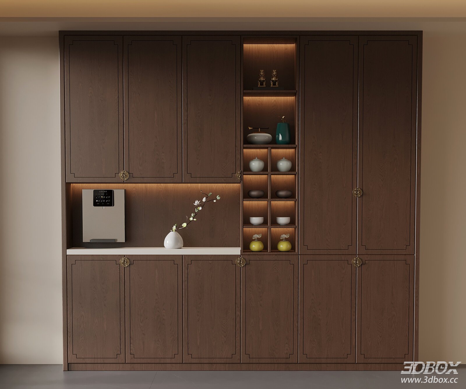 New Chinese Style Walnut Wood Sideboard Display Cabinet