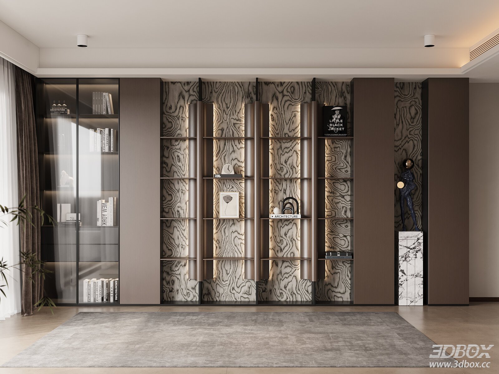 Italian Style Luxury Wall Display Bookshelf Cabinet