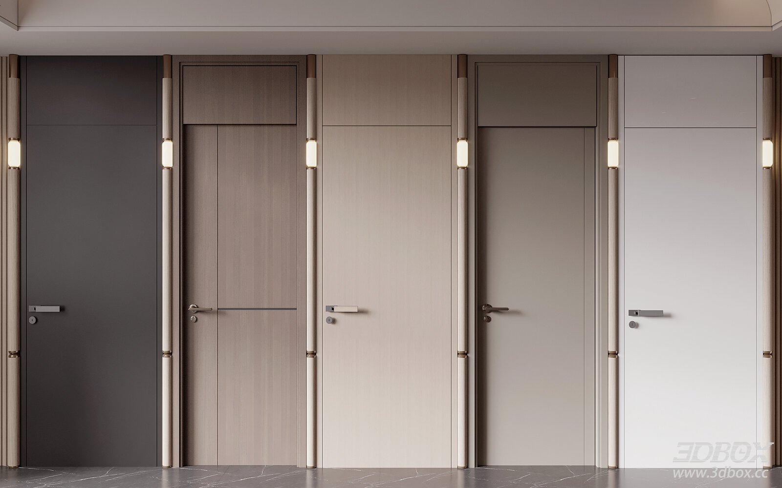 Modern Minimalist Interior Wooden Door Set
