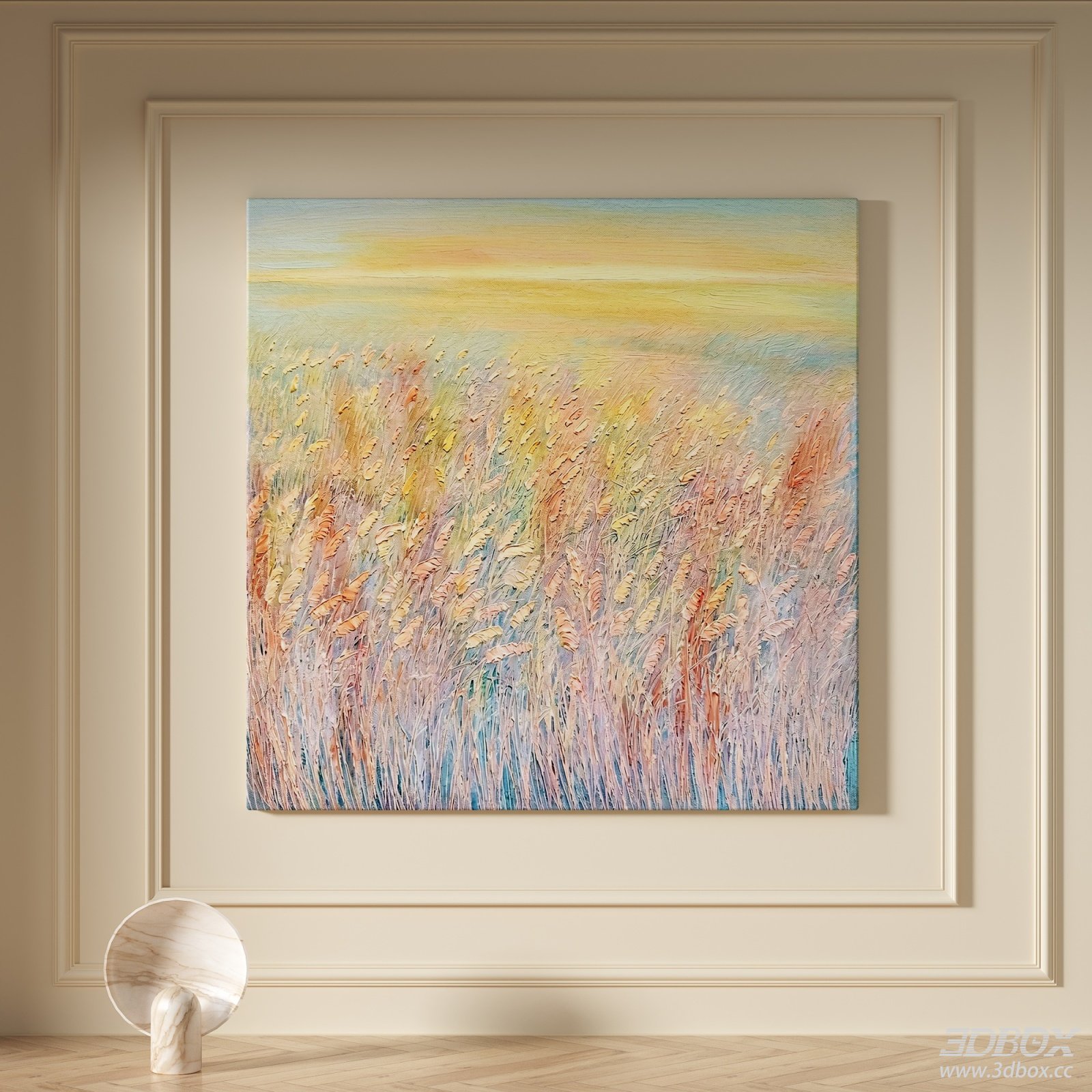 Modern Cream Style Textured Wheat Field Abstract Wall Art