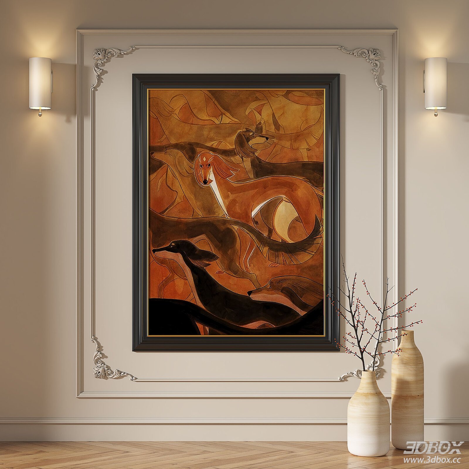 Vintage French Style Abstract Animal Art Frame