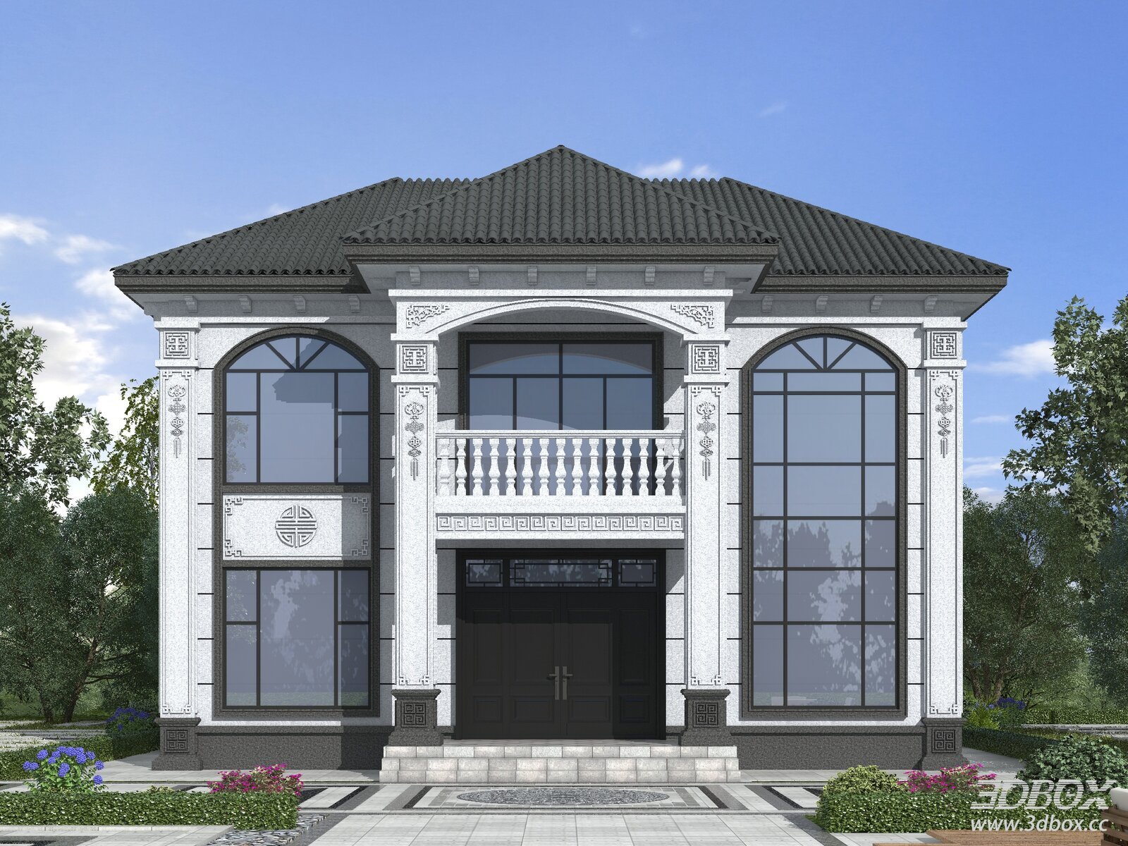 Two-story Chinese Style Villa Exterior Building