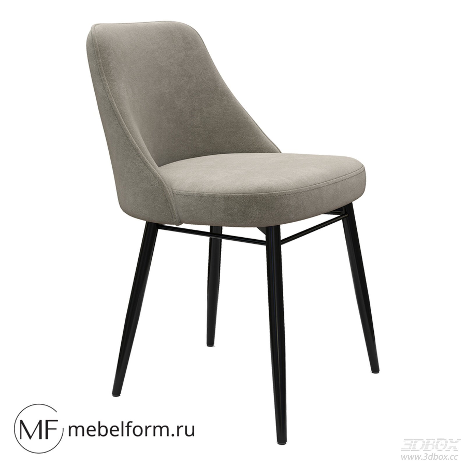 Modern Upholstered Dining Chair with Black Metal Legs