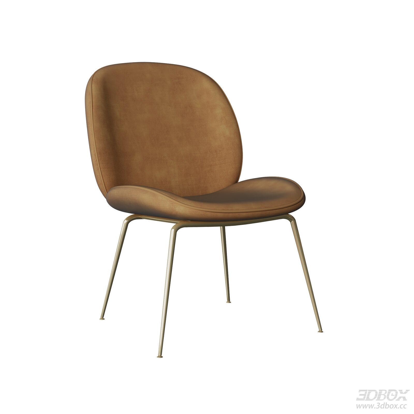 Luxury Modern Leather Dining Chair with Brass Legs