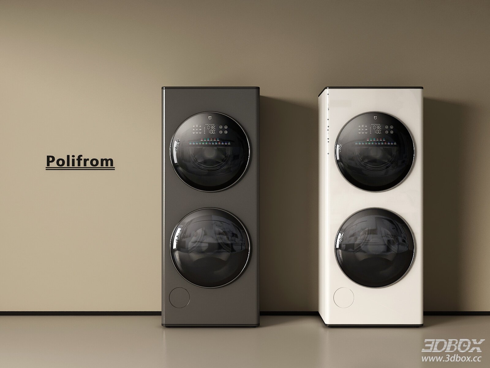 Modern Stacked Washing Machine and Dryer Set