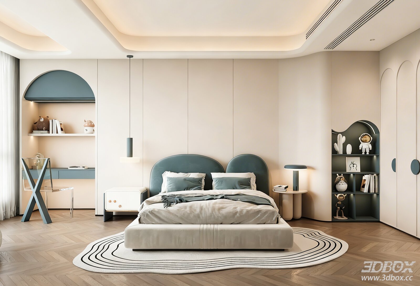 Modern Boys Kids Bedroom Interior Scene
