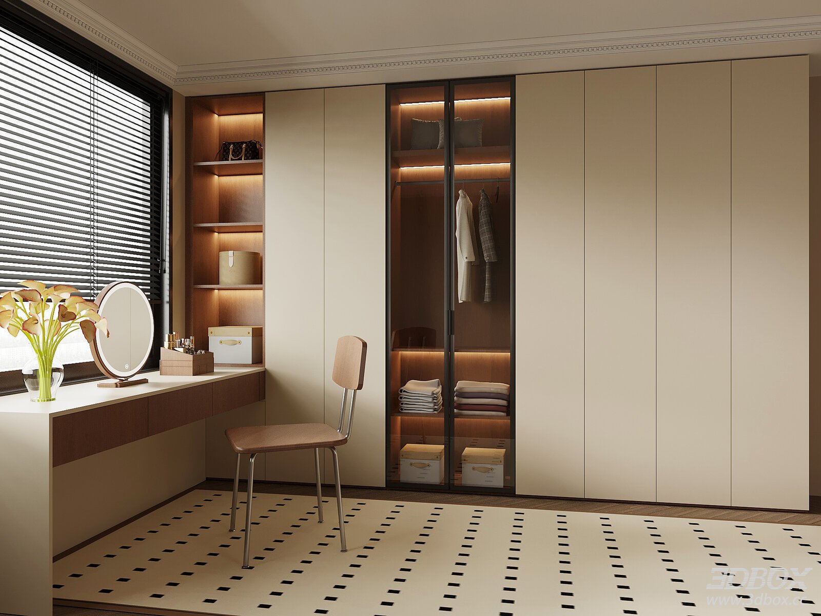 Mid-century Modern Wardrobe With Integrated Dressing Table