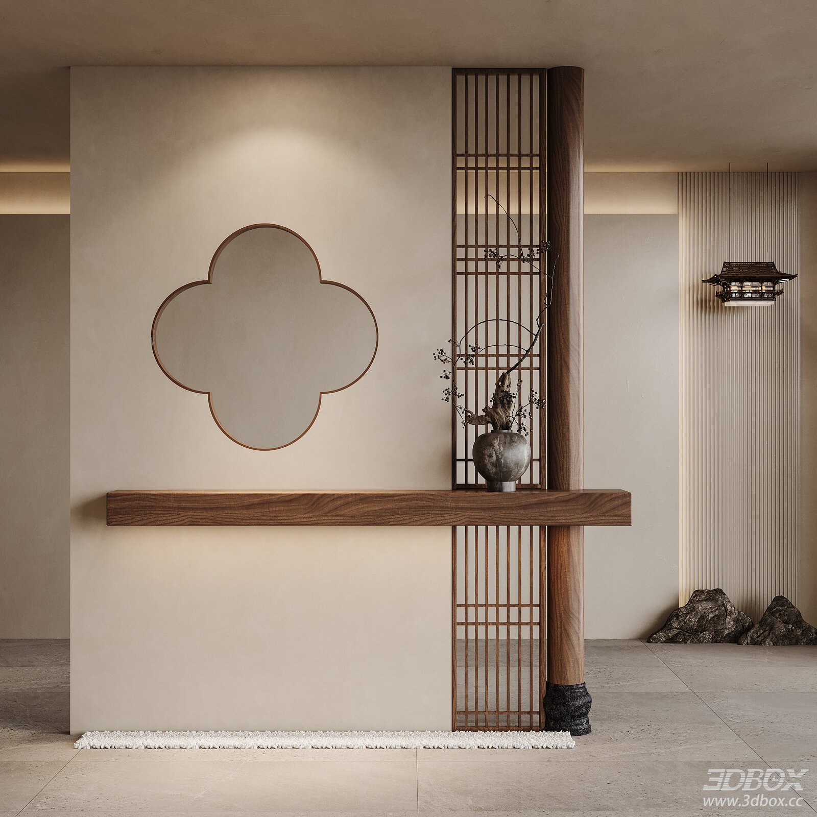 Wabi Sabi Style Entry Hallway Console Scene