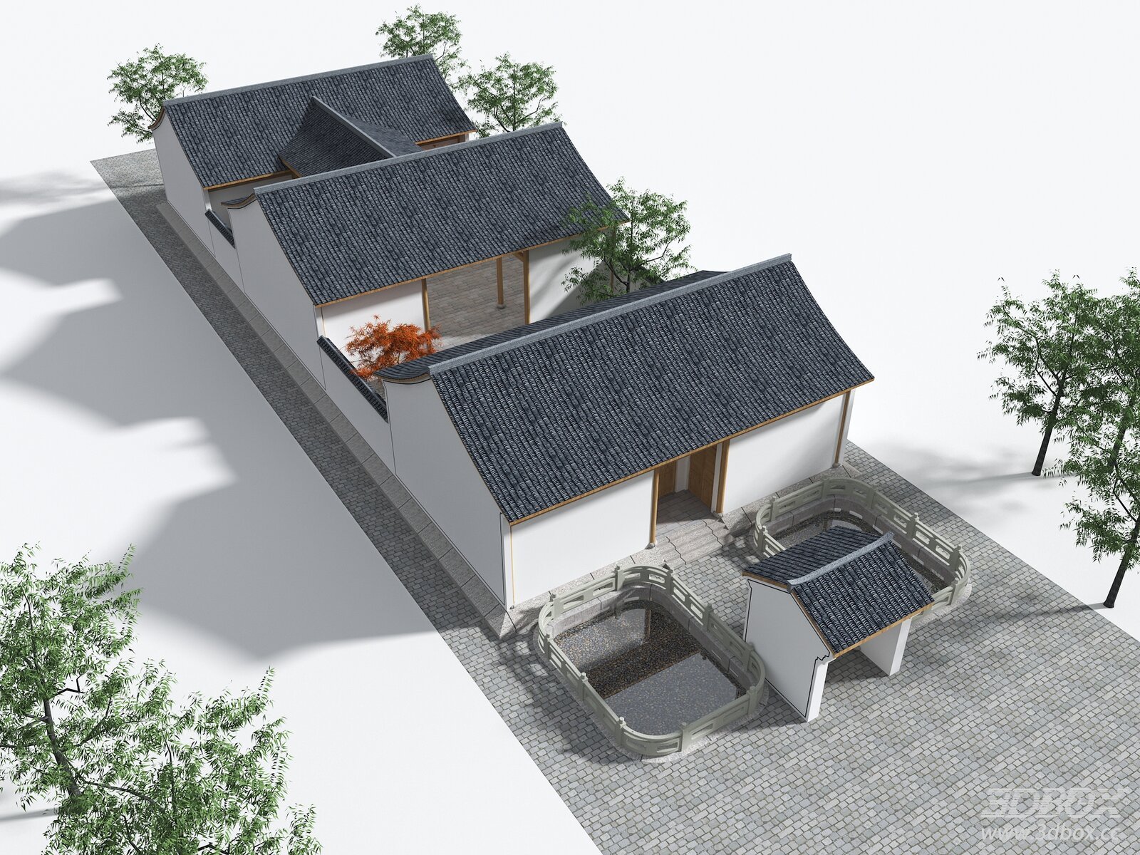 Traditional Chinese Ancestral Hall Courtyard Building Exterior