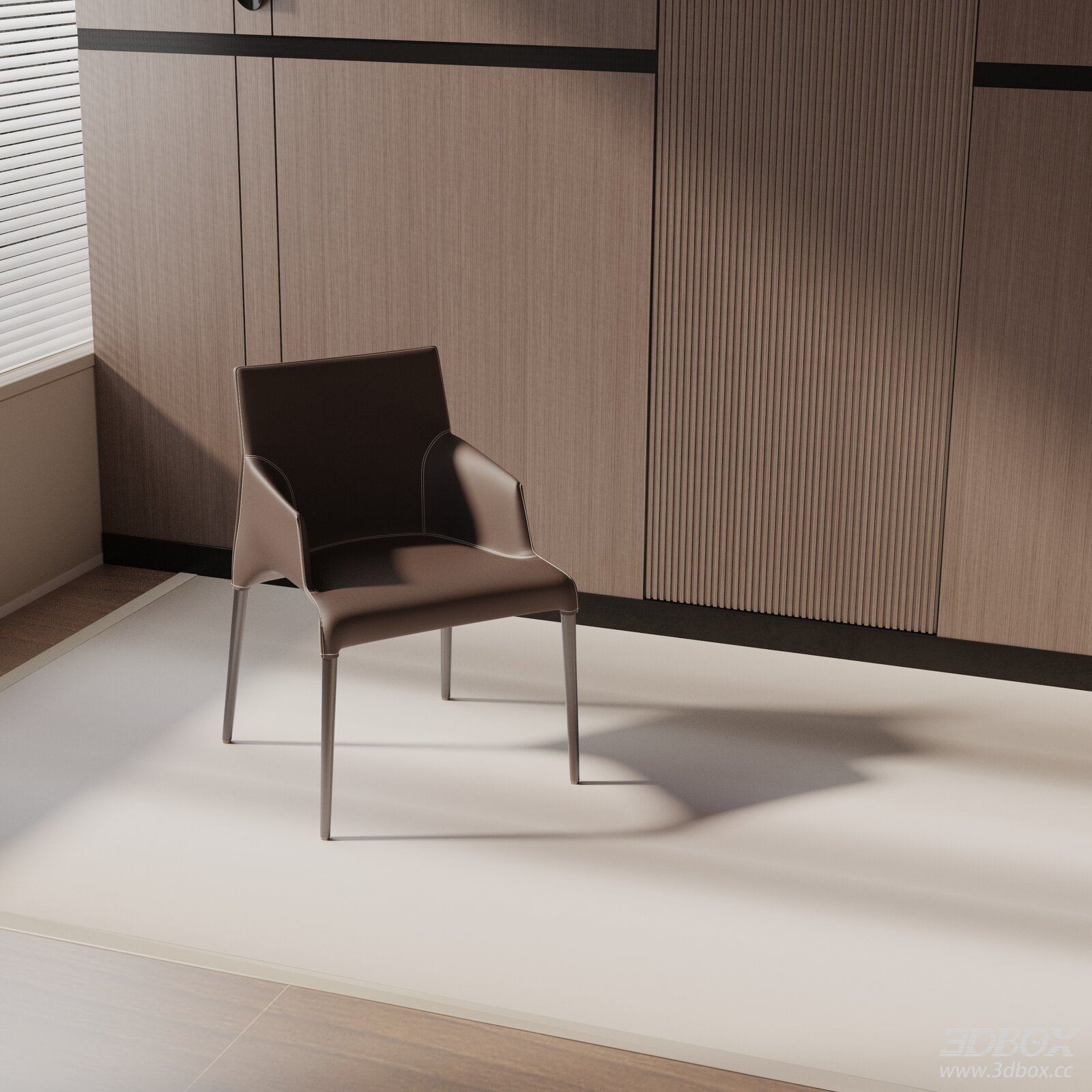 Modern Minimalist Leather Armchair with Metal Legs