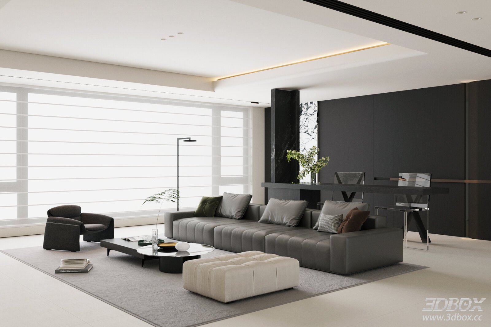 Modern Minimalist Italian Luxury Dark Style Living Room
