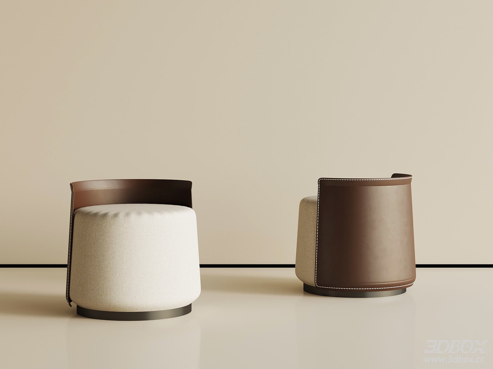 Modern Italian Style Upholstered Leather Fabric Stool