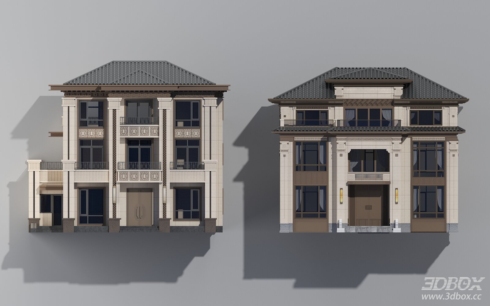 Modern Chinese Style Three-story Villa Exterior Building