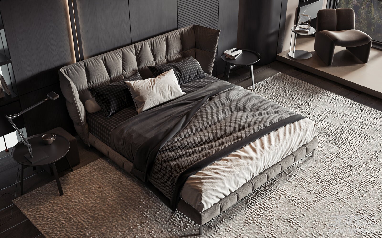 Modern Luxury Upholstered Double Bedroom Scene