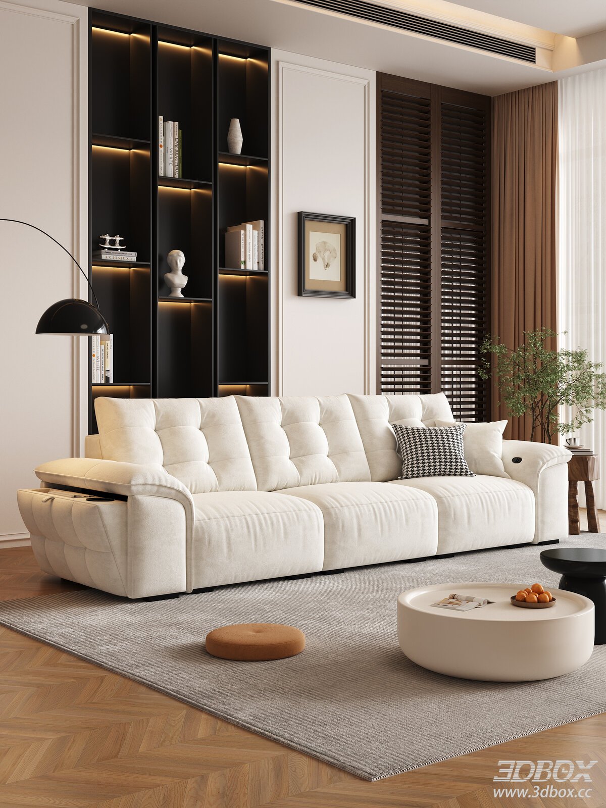 Modern Cream White Fabric Sofa Set Living Room Furniture