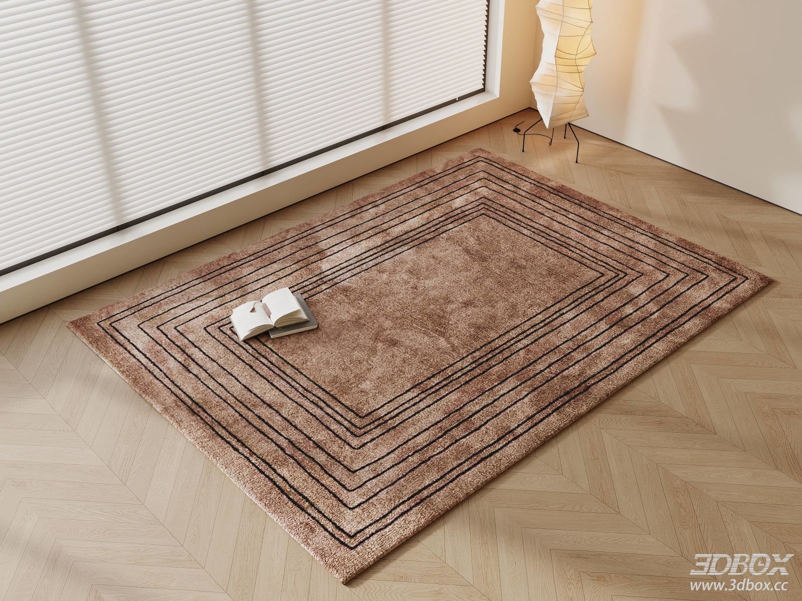 Vintage Geometric Brown Plush Carpet
