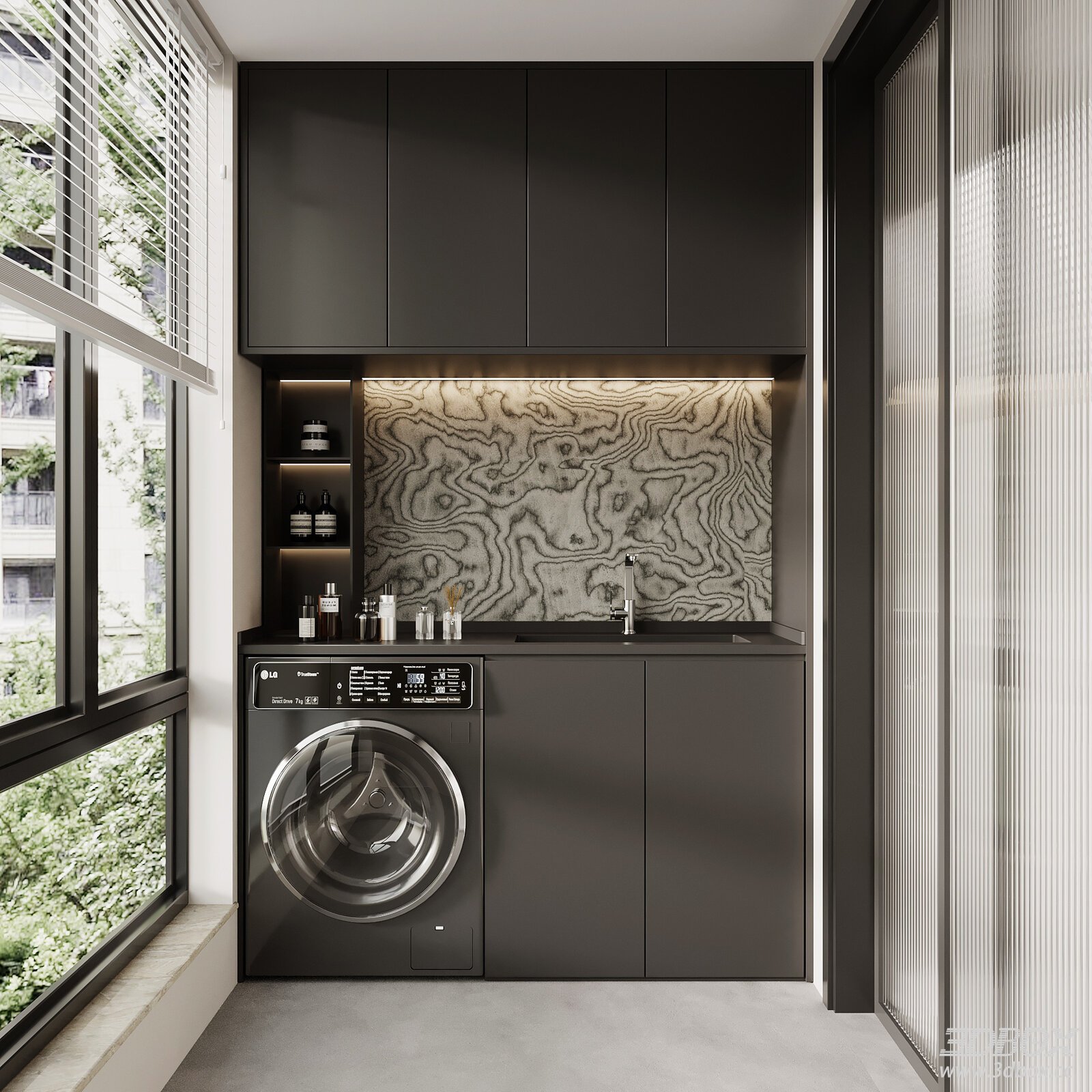Modern Italian Style Balcony Laundry Cabinet