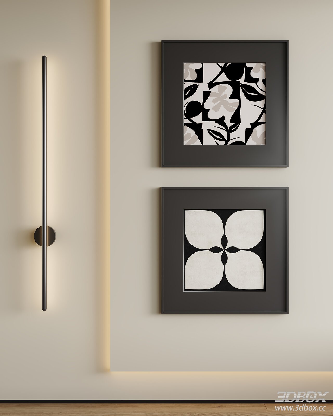 French Mid-century Framed Abstract Wall Art Set