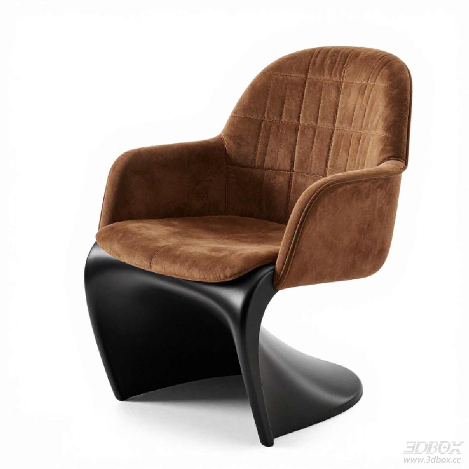 Modern Suede Upholstered Armchair with Black Base