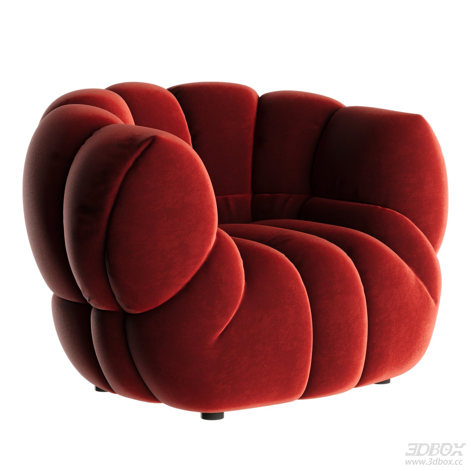 Red Velvet Plush Single Lounge Armchair Modern Sofa