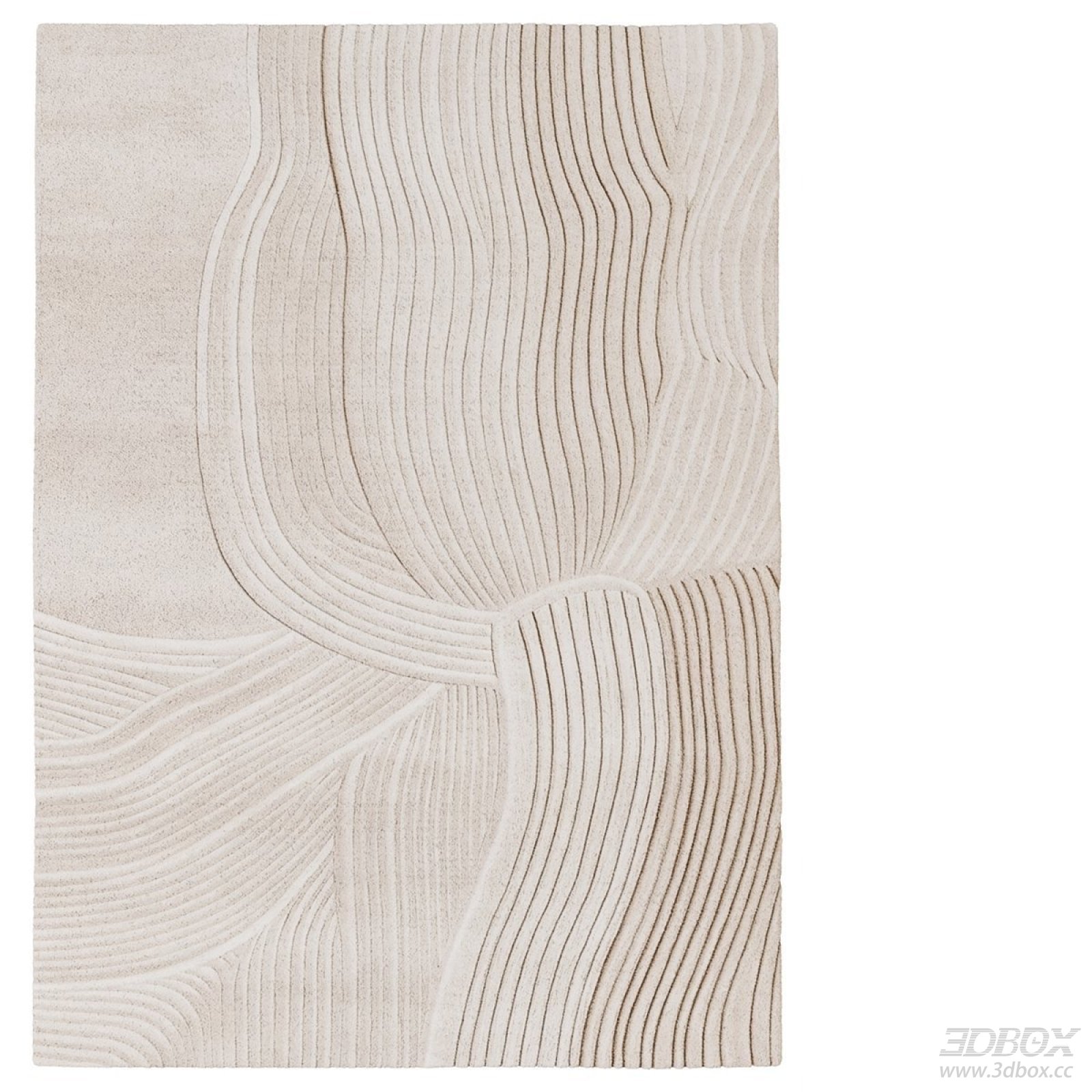 Beige Wavy Line Textured Wool Carpet