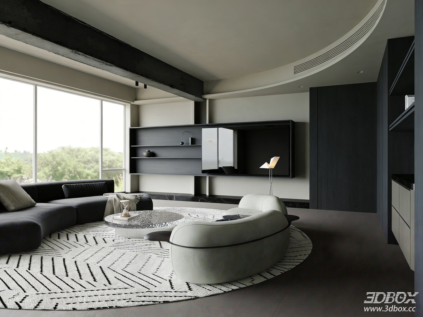 Modern Wabi Sabi Living Room Interior Scene