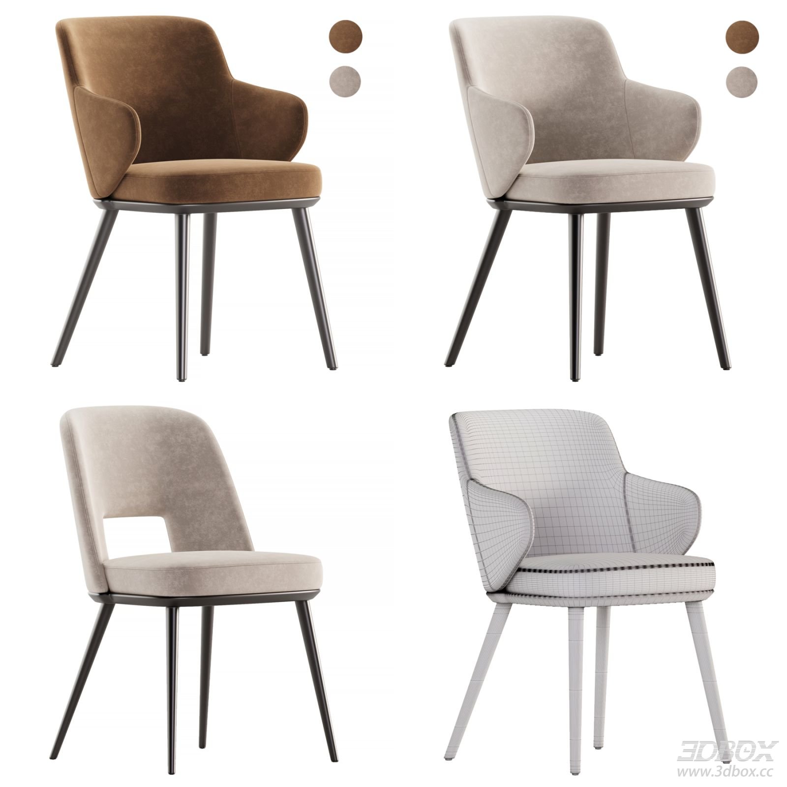 Calligaris Modern Velvet Upholstered Dining Chair