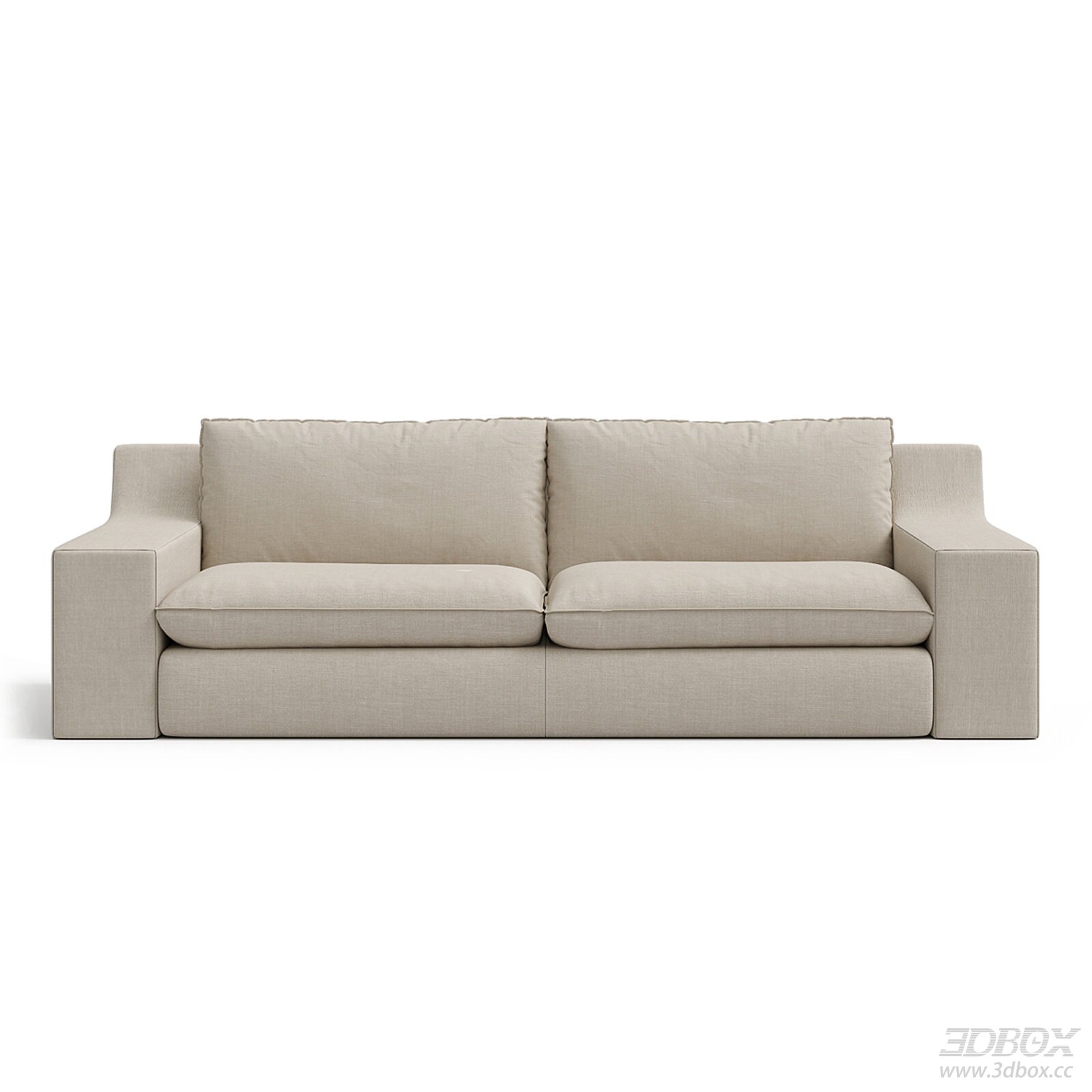 Modern Minimalist Beige Linen 2-seater Sofa
