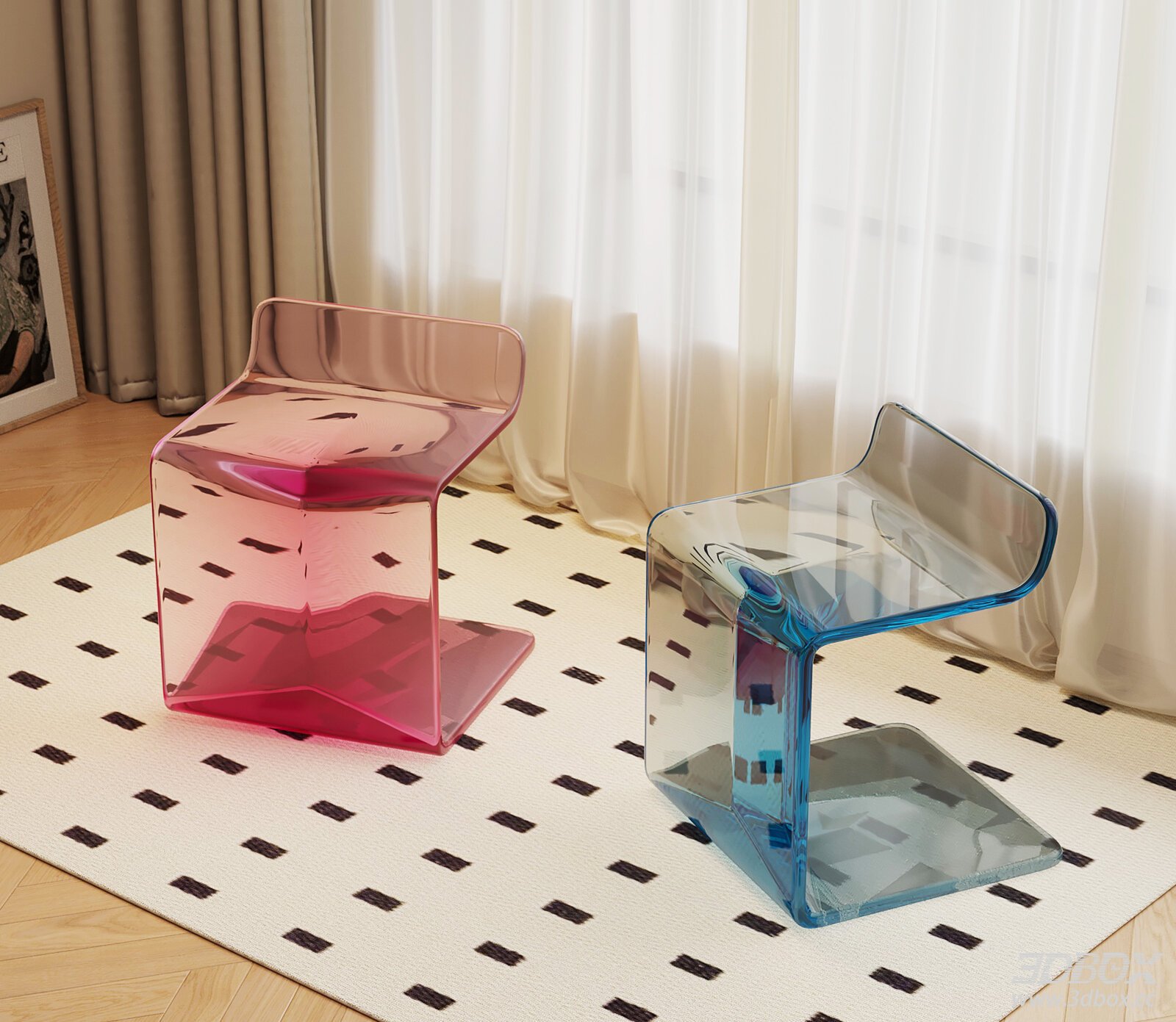 Modern Transparent Acrylic Stool Set