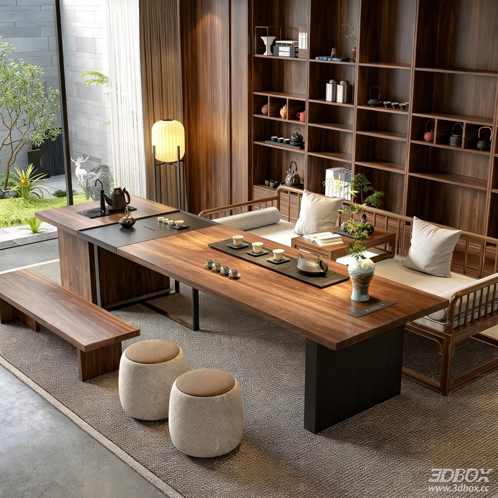 New Chinese Style Tea Room With Tea Table and Furniture Set