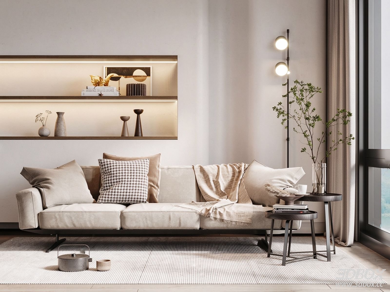Modern 3-seater Fabric Sofa Living Room Set
