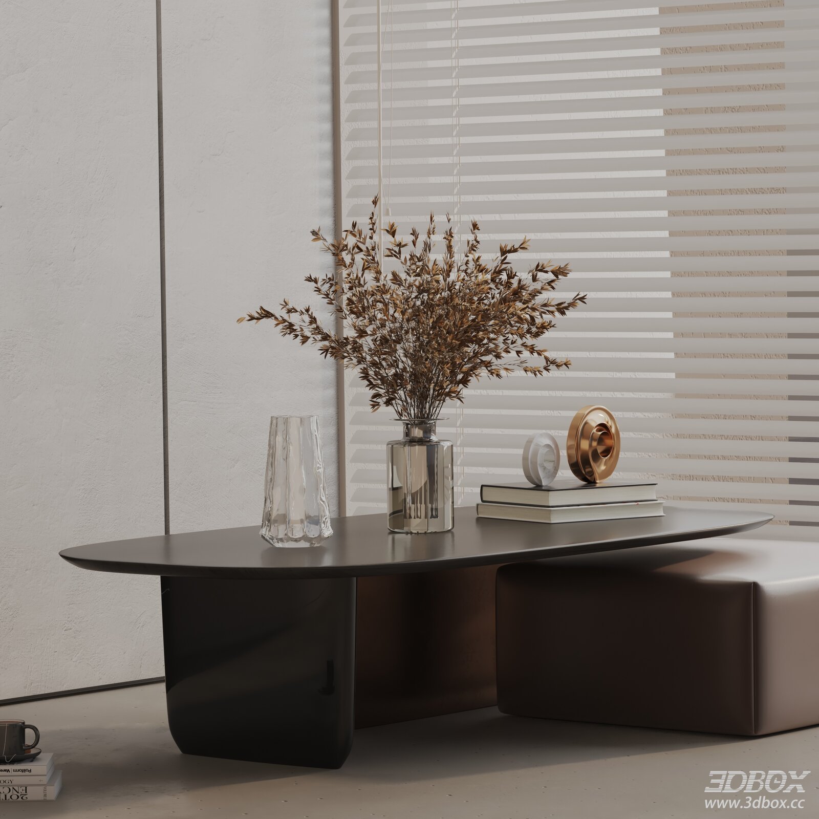 Modern Minimalist Coffee Table with Decor Set