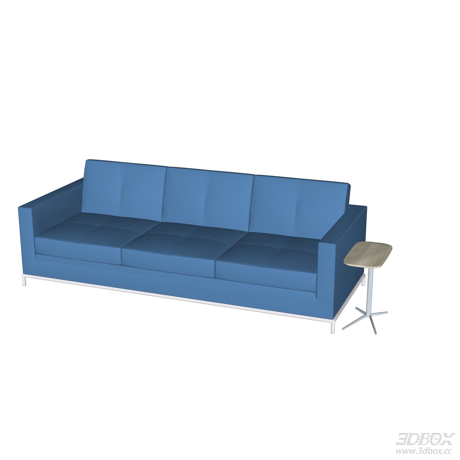 Modern Italian Style 3-seater Fabric Straight Sofa with Side Table