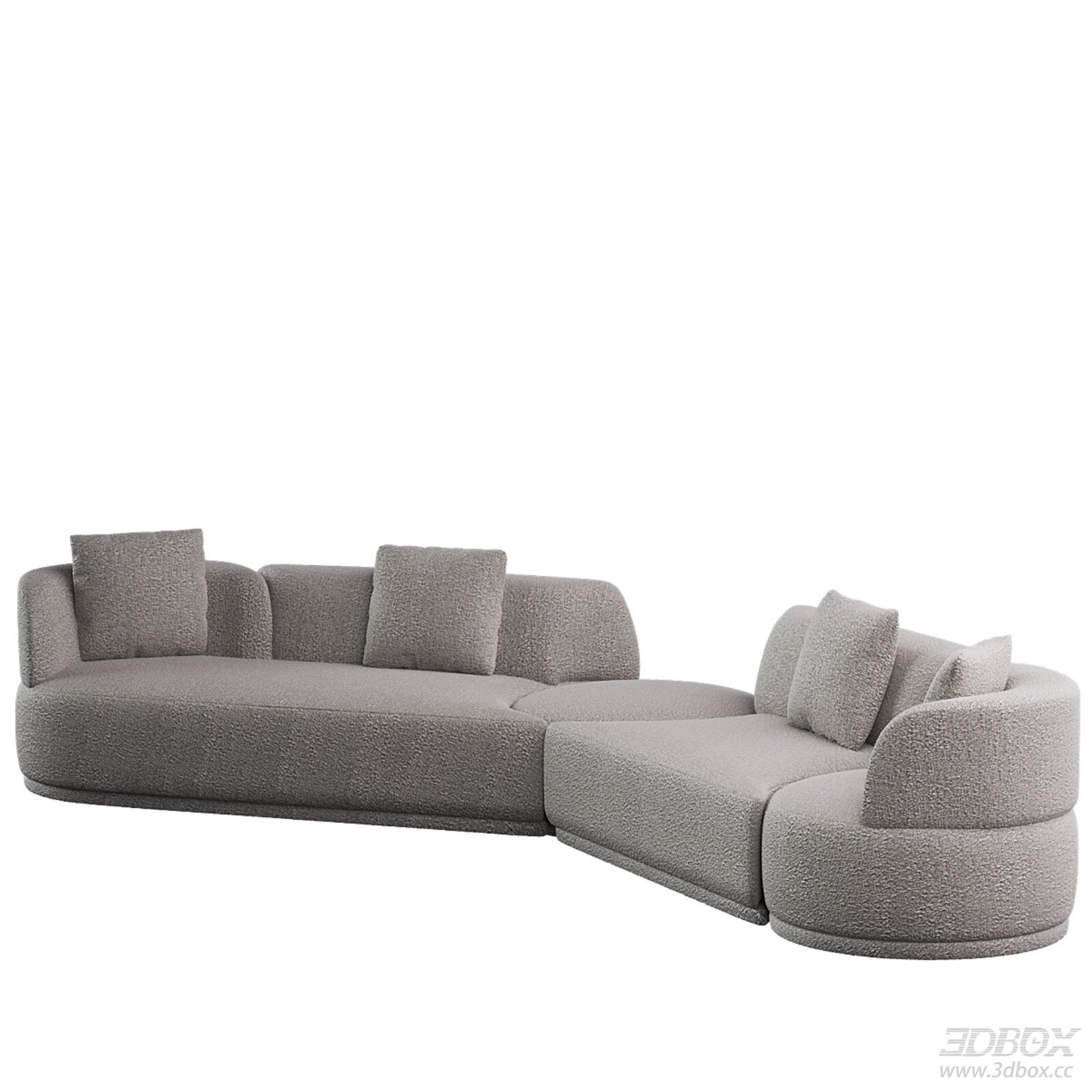 Modern Minimalist Curved Boucle Fabric Sofa Set