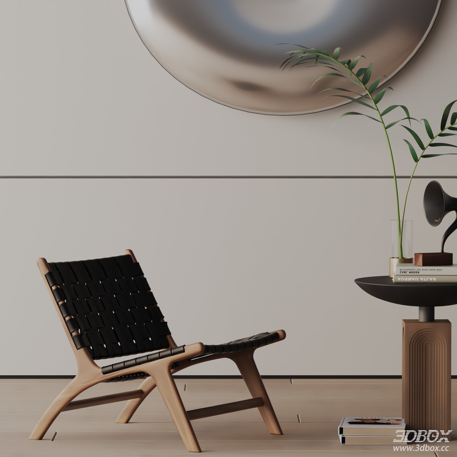 Modern Woven Leather Wooden Frame Lounge Armchair