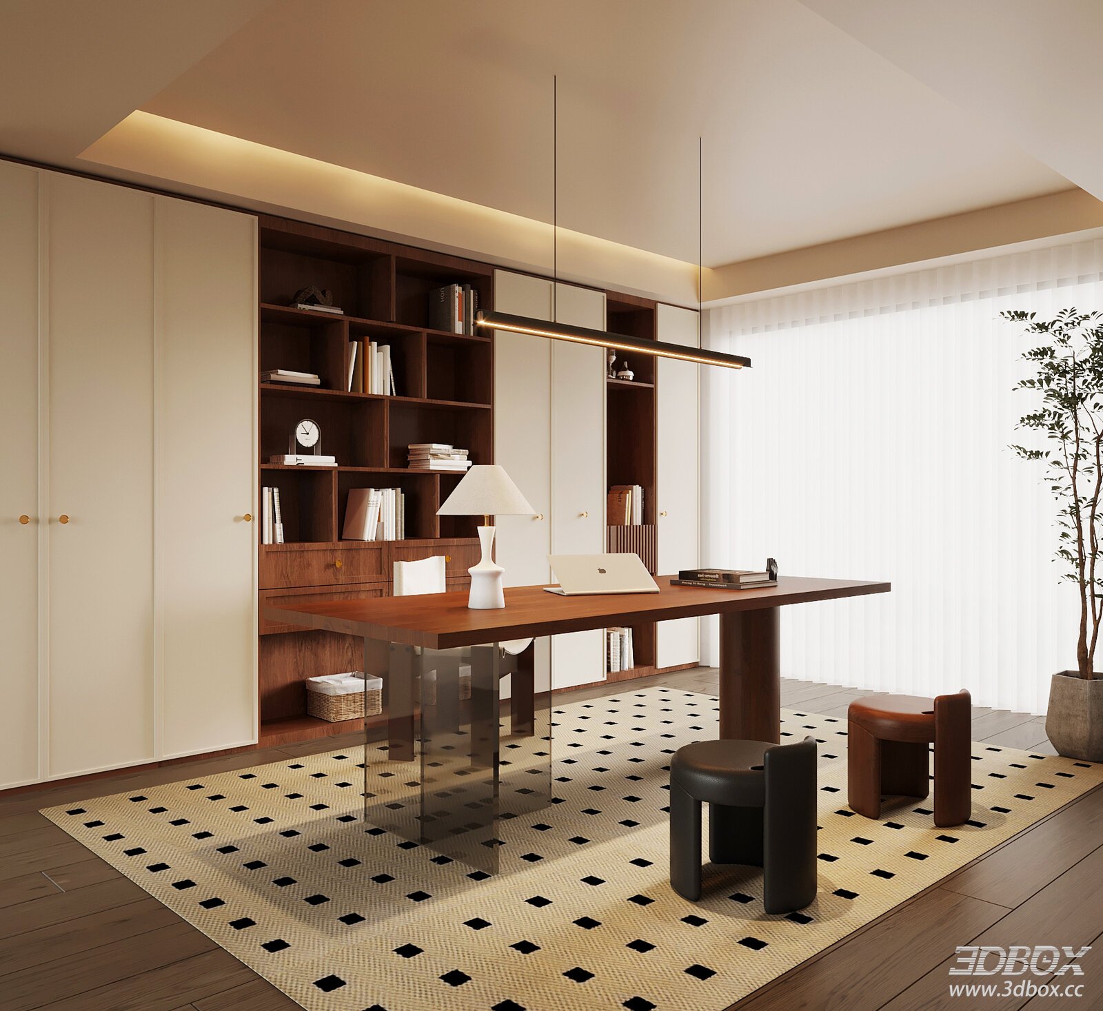 Mid Century Vintage Work Room Study Interior