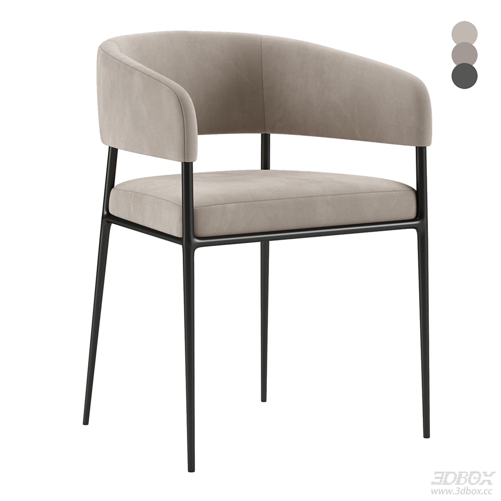 Modern Velvet Upholstered Dining Chair with Black Metal Frame