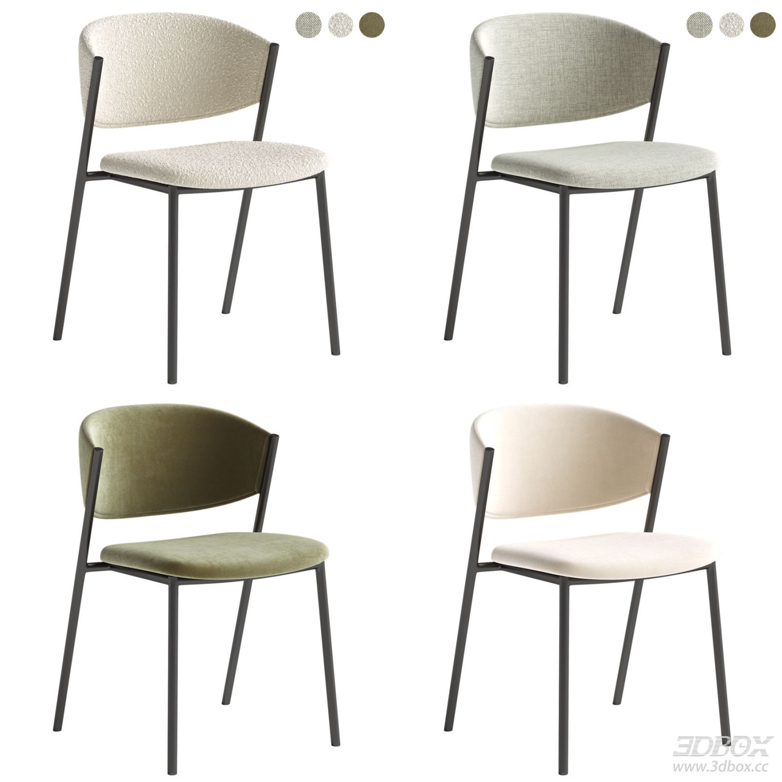 Modern Upholstered Dining Chair with Metal Frame
