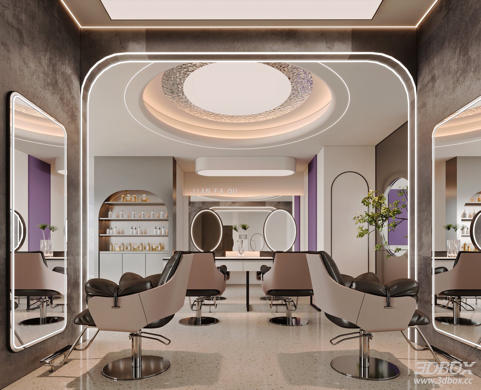 Modern Luxury Beauty Salon Hairdressing Interior Scene