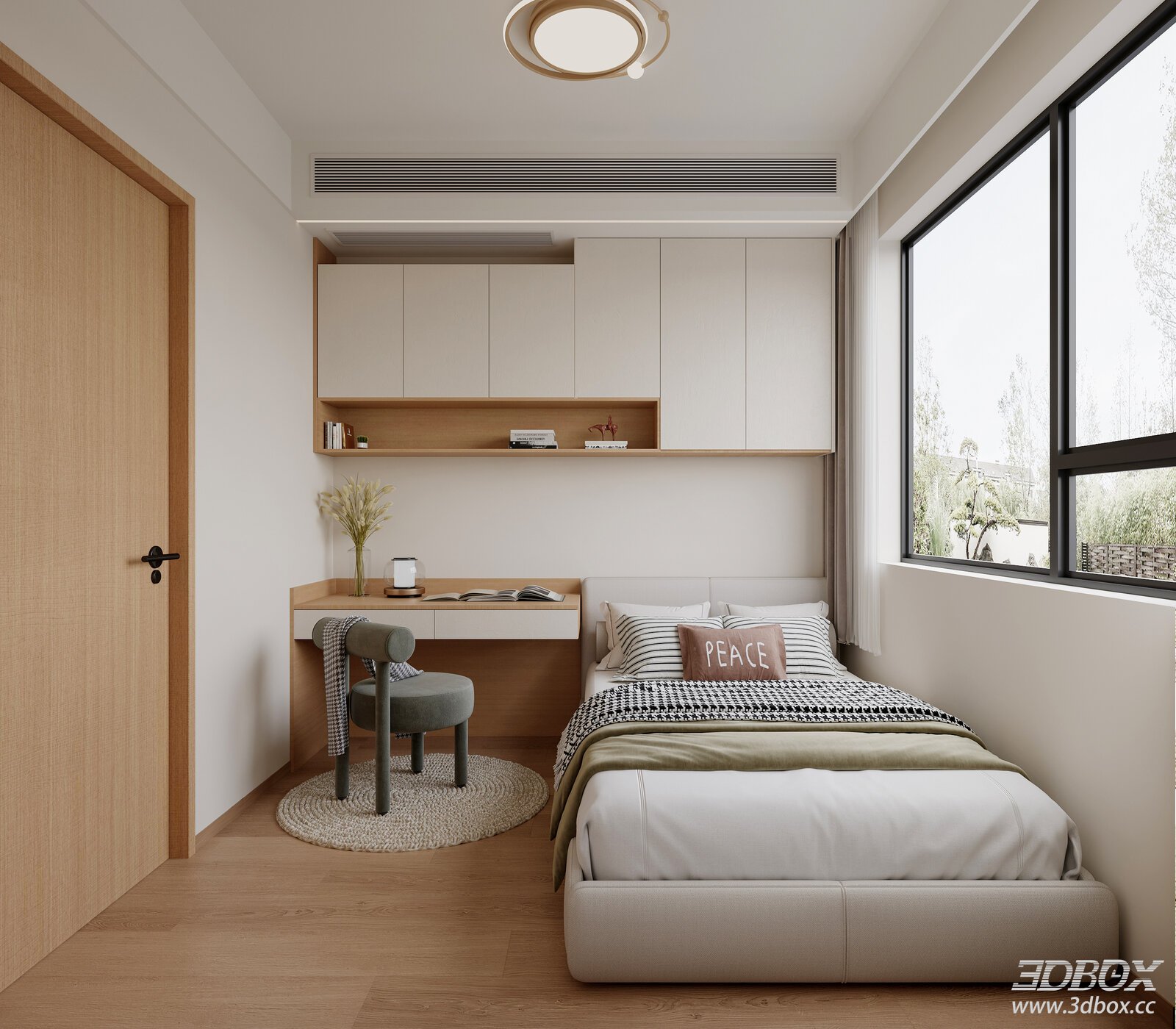 Modern Nordic Natural Wood Kids Bedroom Interior