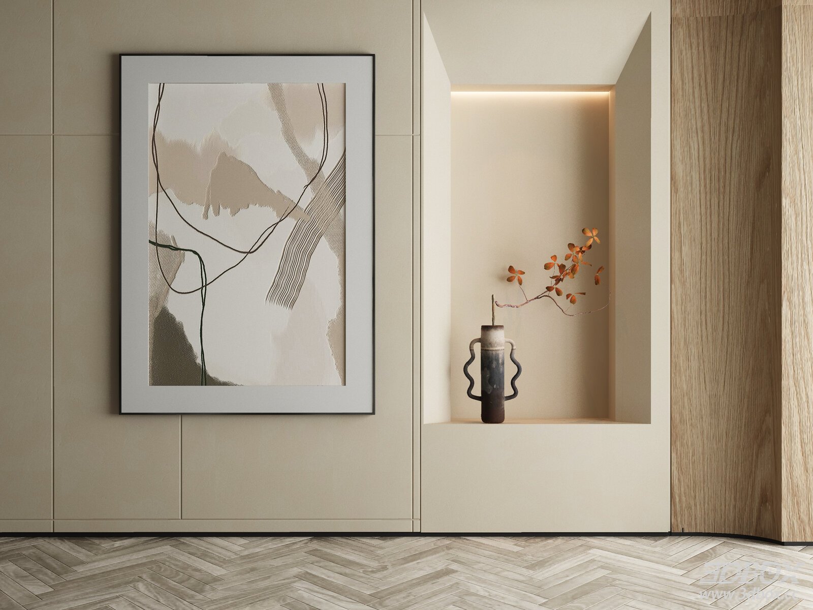 Modern Abstract Framed Wall Art Decor Set